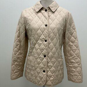Burberry London Women's XS Light Khaki Beige Snap-Up Quilted Jacket - EUC!